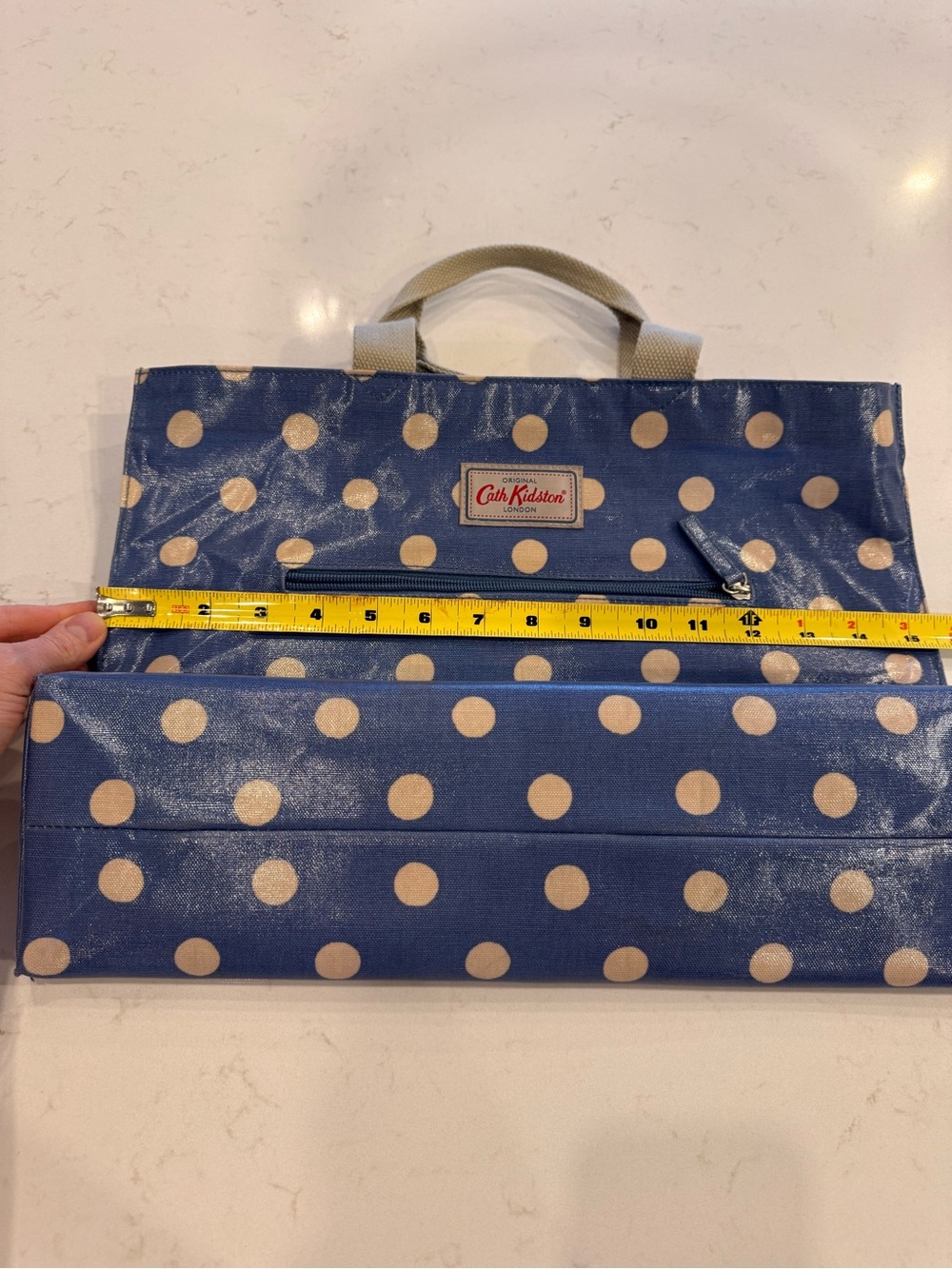 Cath Kidston Blue Polka Dot Coated Canvas Tote - Picture 5 of 8